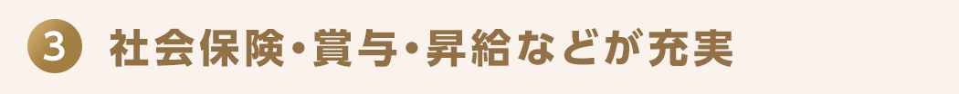 3 社会保険・賞与・昇給などが充実
